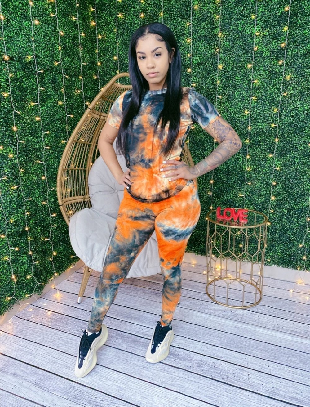 Orange Tie Die shirt & Leggings 