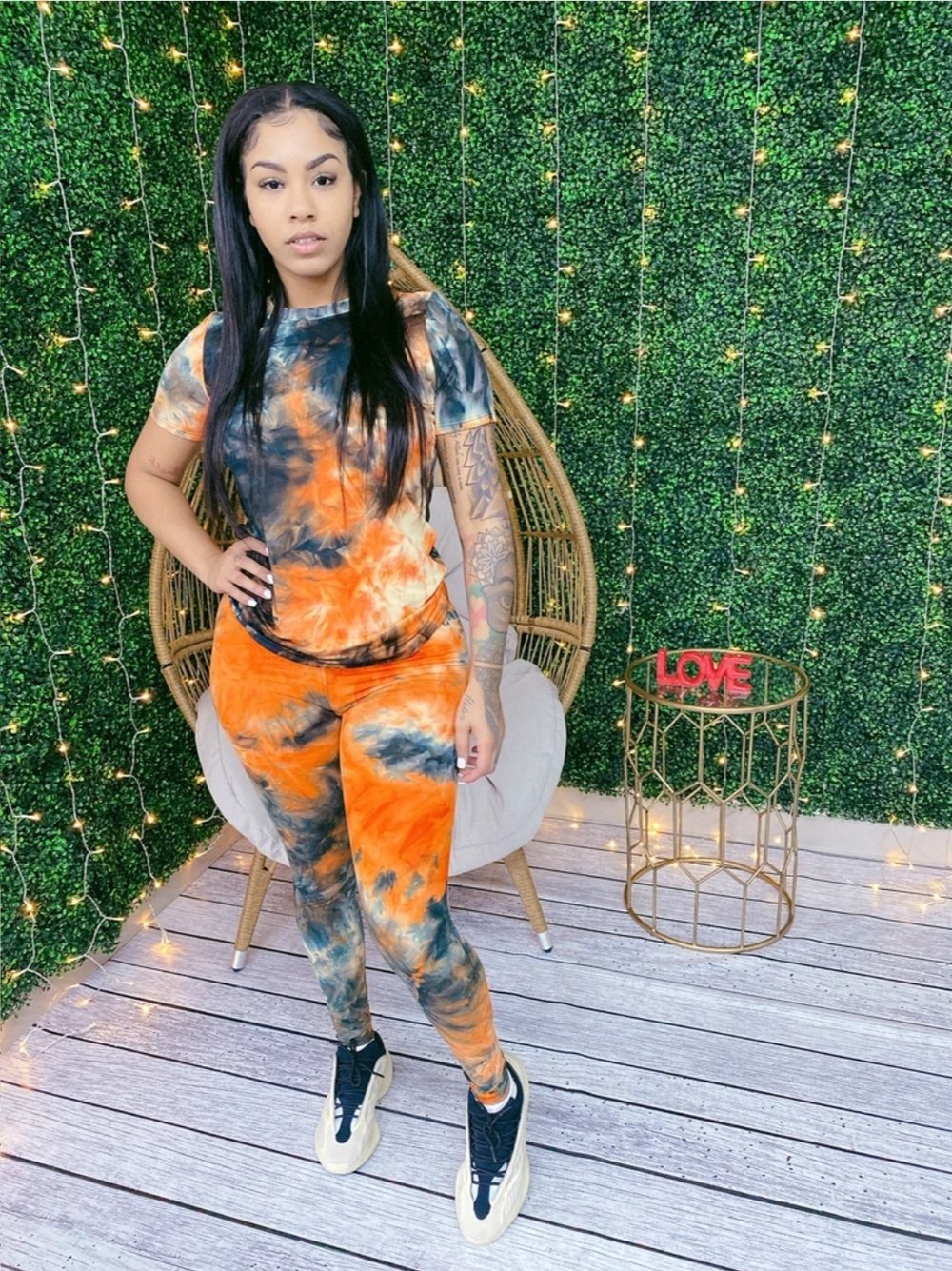 Orange Tie Die shirt & Leggings 