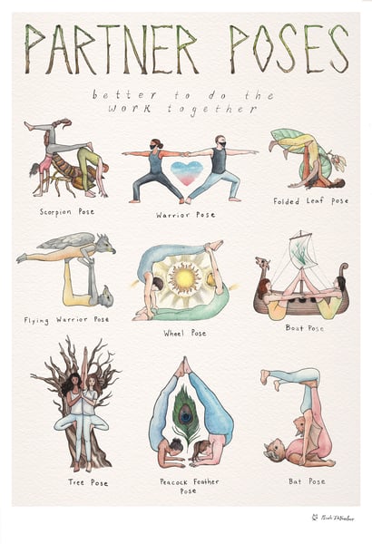 Image of Partner Poses Yoga Poster
