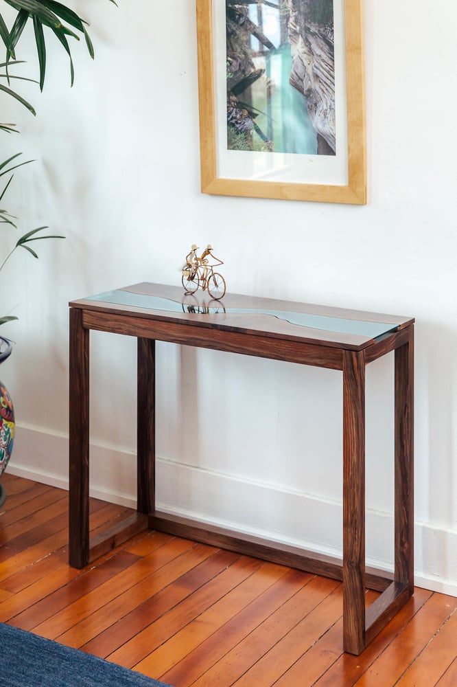 Image of walnut river console table 