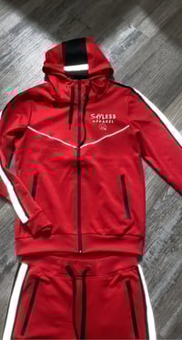 Image 1 of SayLess Apparel Tech Fleece SweatSuit (Red)