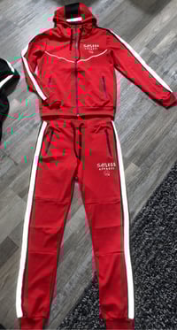 Image 3 of SayLess Apparel Tech Fleece SweatSuit (Red)
