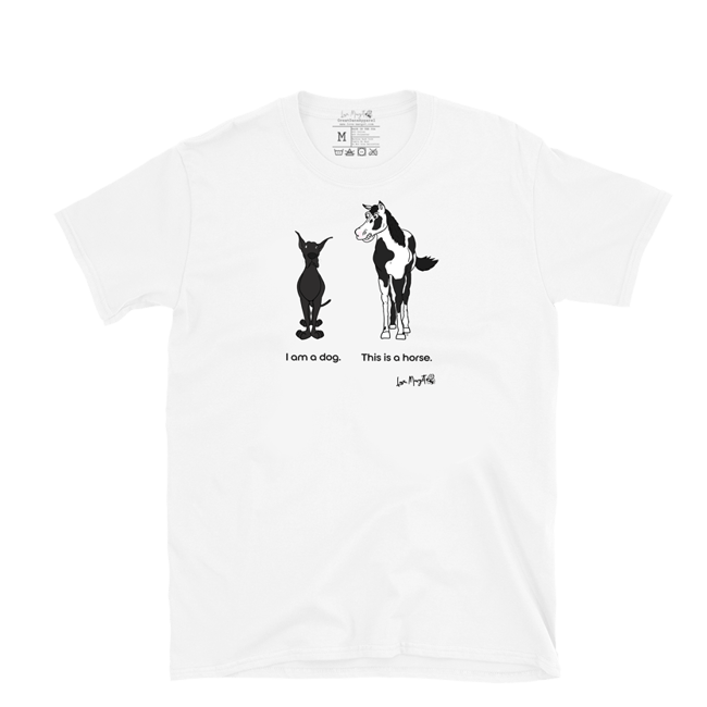 Great Dane Shirt | Black Great Dane vs. Horse "Dog or Horse"