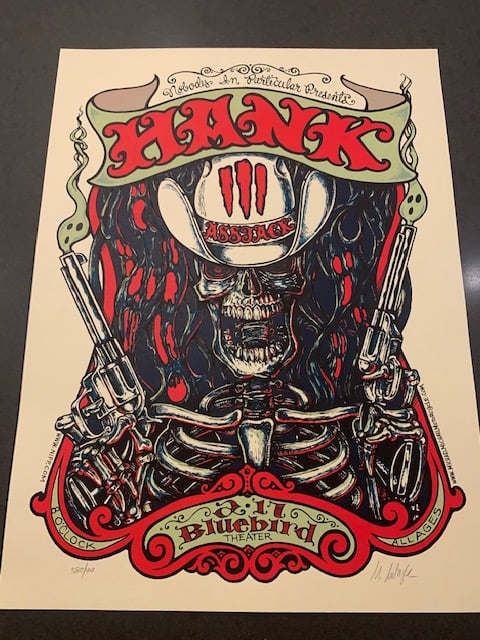 Hank III Silkscreen Concert Poster By Michael Michael Motorcyles, Signed + Numbered By The Artist