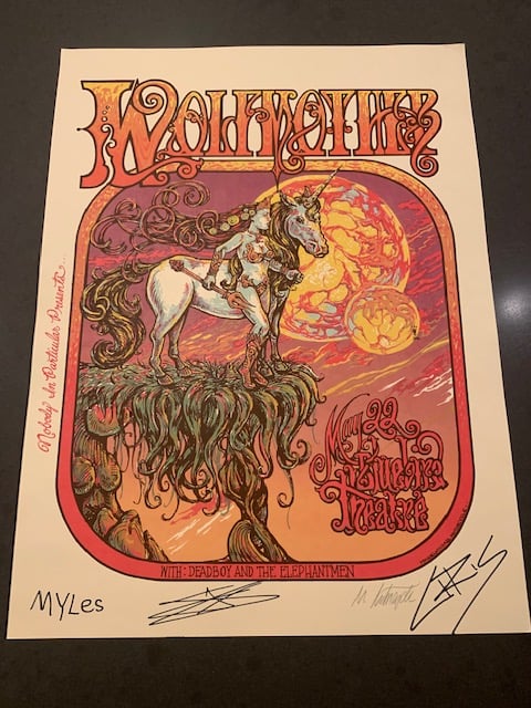 Wolfmother Autographed Silkscreen Concert Poster By Michael Michael Motorcycle, Signed By The Artist