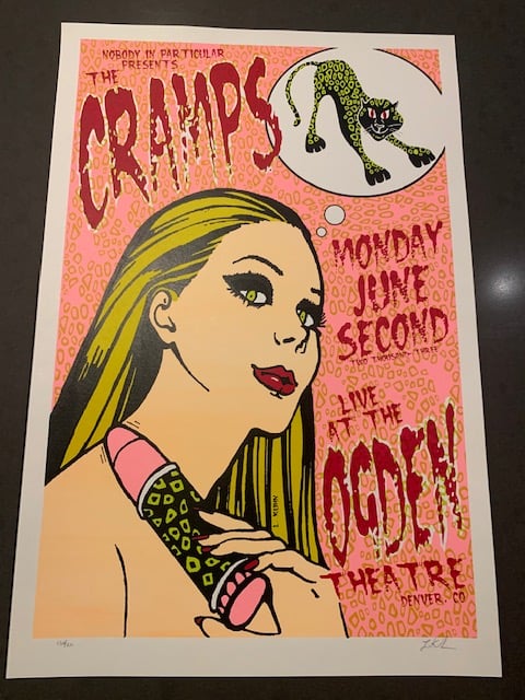 Cramps Silkscreen Concert Poster By Lindsey Kuhn, Signed + Numbered By The Artist