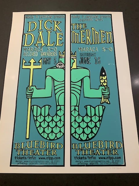 Dick Dale / Mermen Full Sheet Double Concert Poster By Jeff Holland, Signed + Numbered