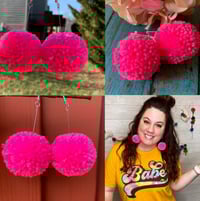 Hot Pink Pom Earrings 