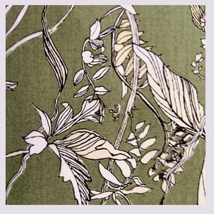 Image of Tissu: Les herbes folles all olive green