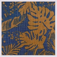 Image 1 of Tissu: Monstera cognac on blue