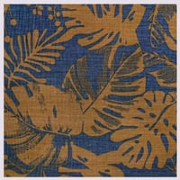 Image 2 of Tissu: Monstera cognac on blue