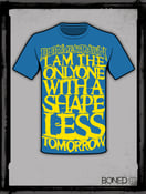 Image of Lyric Print T-Shirt (Blue/Yellow)