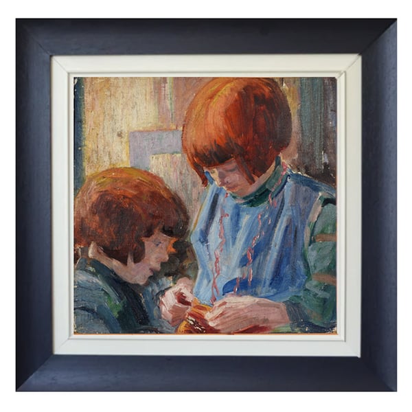 Image of 1940's  Painting, 'Sisters,' AUGUST GARBE