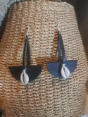 Leather Blackish Ear-Rings