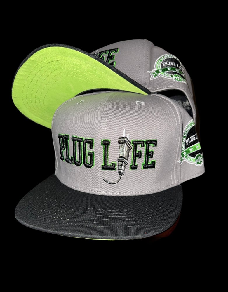 Image of Plug Lyfe- Grey & Black W Electric GreeN Suede BottoM