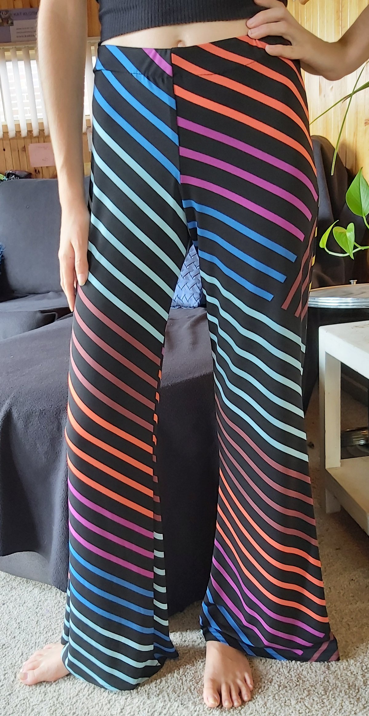 Image of Kat Pants - rainbow diagonal stripe