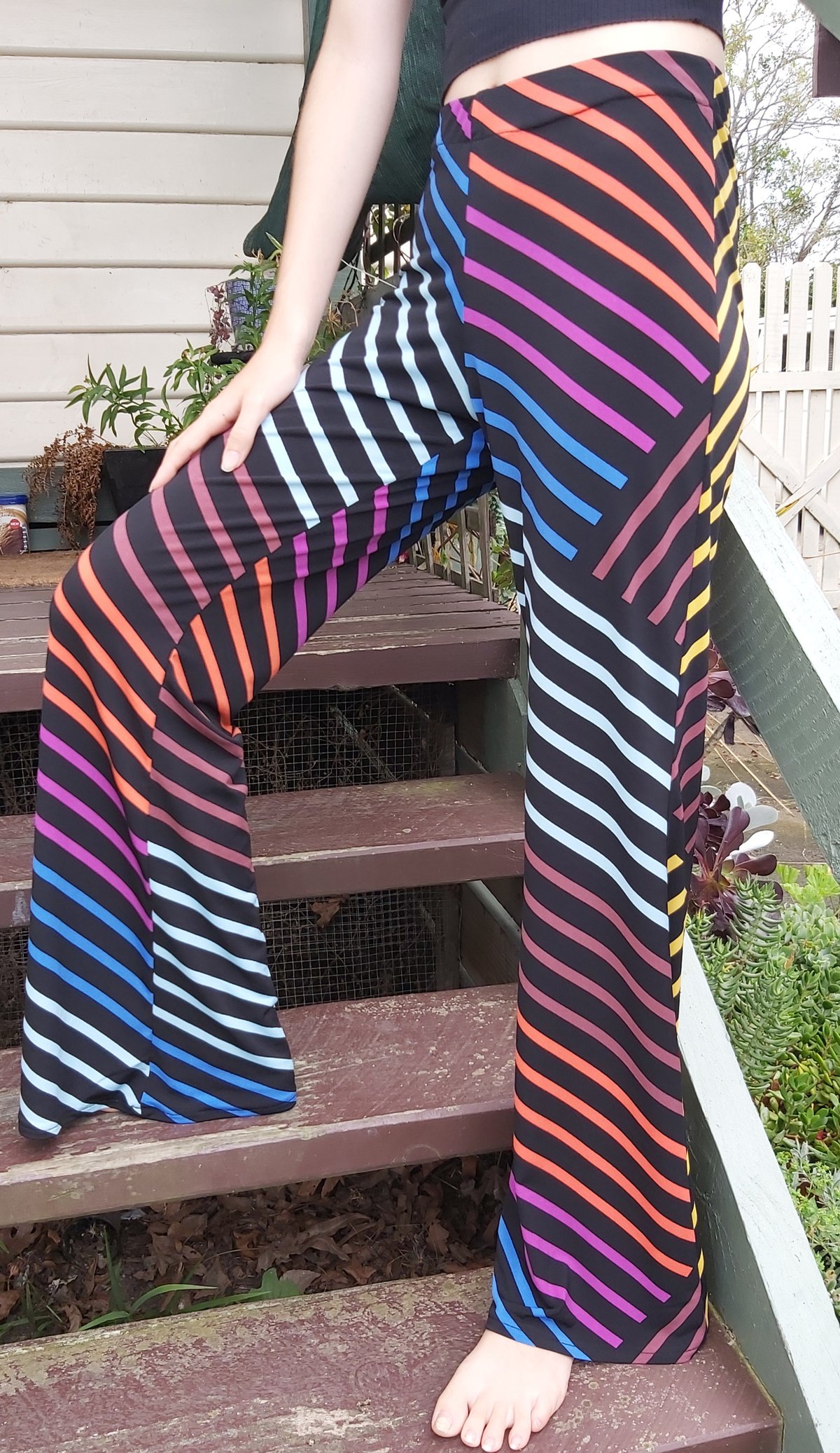 Image of Kat Pants - rainbow diagonal stripe