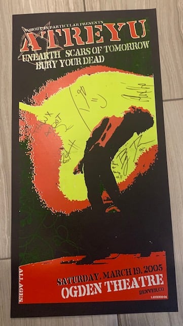 Atreyu Autographed Silkscreen Concert Poster By Lindsey Kuhn