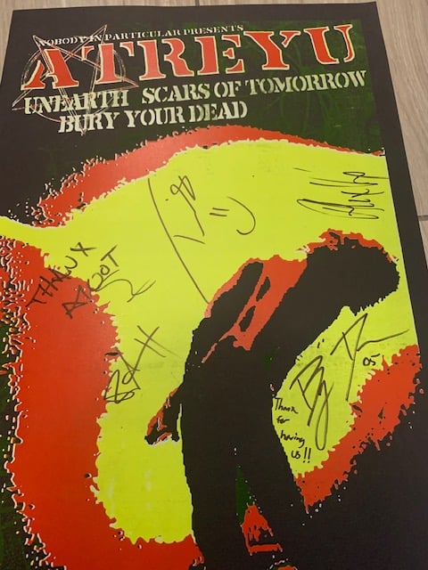 Atreyu Autographed Silkscreen Concert Poster By Lindsey Kuhn