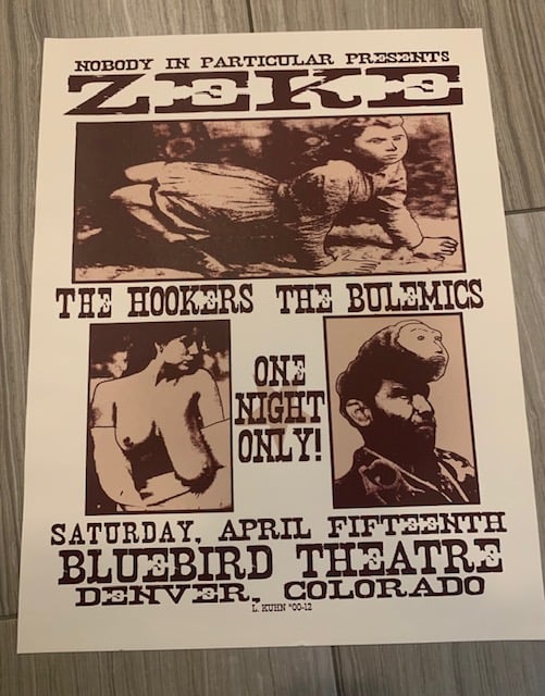 Zeke / The Hookers / The Bulemics Silkscreen Concert Poster By Lindsey Kuhn