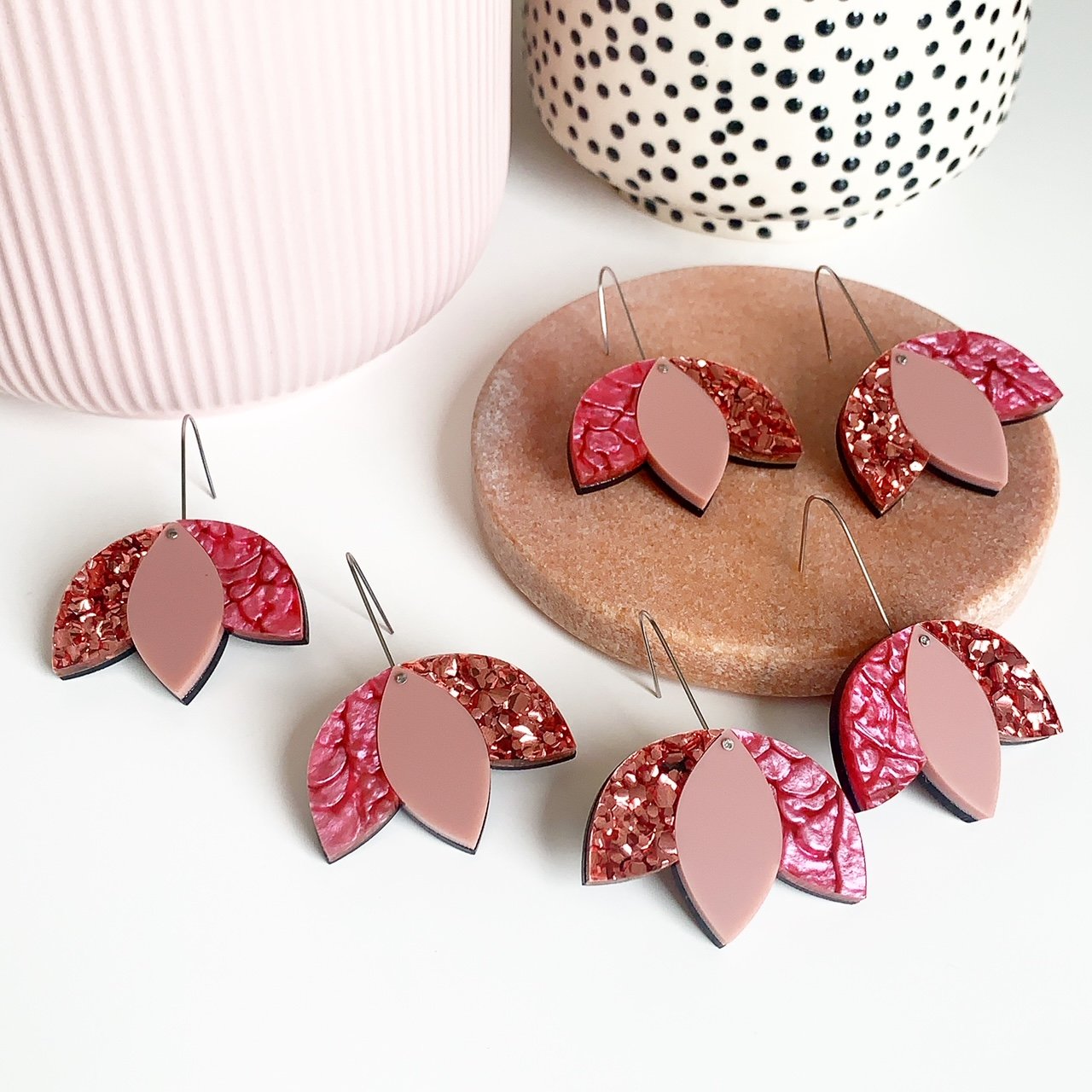 Image of Tulip Drop Dangles: Pinks