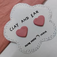 pink heart earrings polymer clay