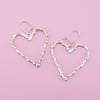 Large Melted Heart Earrings - Silver