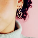 Two Melted Heart Studs - Rose Gold