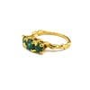 Lavish Three Stone Ring - Yellow Gold & Green Stones