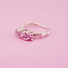 Lavish Three Stone Ring - Silver & Pink Stones