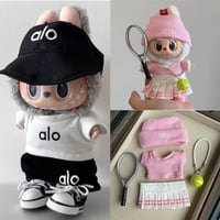 Image 1 of 15 17cm For Labubu Doll Badminton Sports Flat Hat Pants Clothes Sweater Pleated Skirt Outfit Clothin