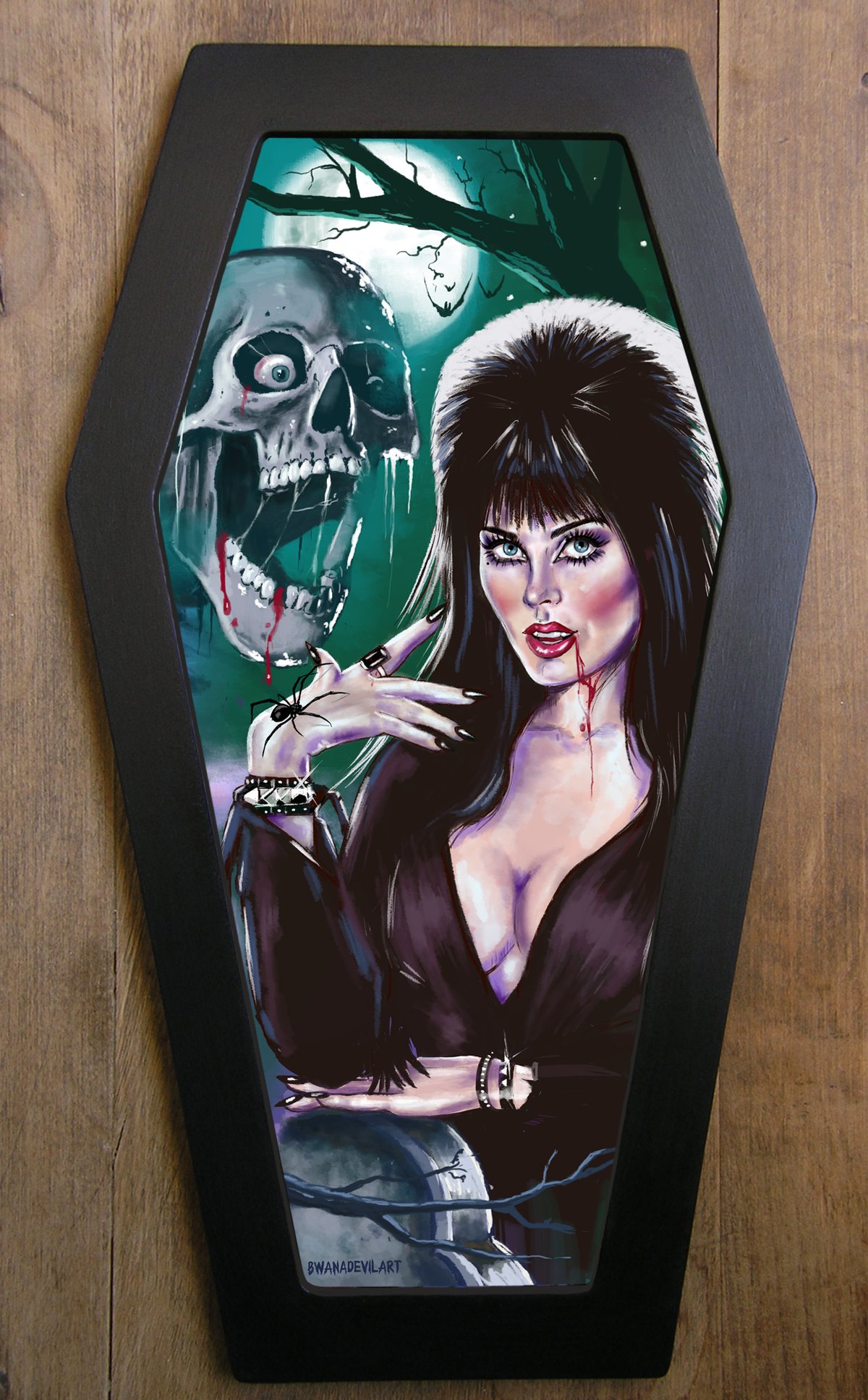Image of Elvira Mistress of the Dark Coffin Framed Art
