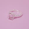 Lavish Solitaire Ring - Silver & Pink