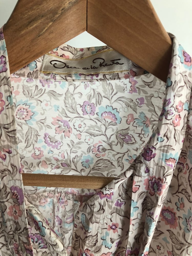 Image of Blouse japonaise vintage Fleurs rose pale 