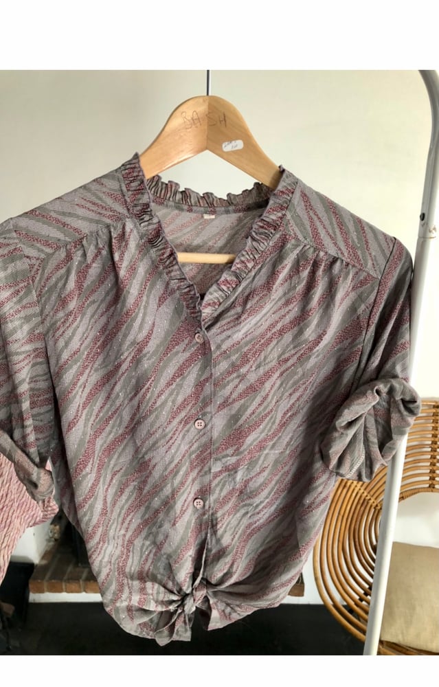 Image of Blouse vintage japonaise bordeaux/gris