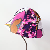 Image 2 of purple thc Hawaiian midcentury flower tween teen adult vintage fabric six panel bucket hat buckethat