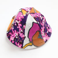 Image 1 of purple thc Hawaiian midcentury flower tween teen adult vintage fabric six panel bucket hat buckethat