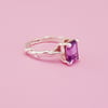 Lavish Solitaire Ring - Silver & Purple