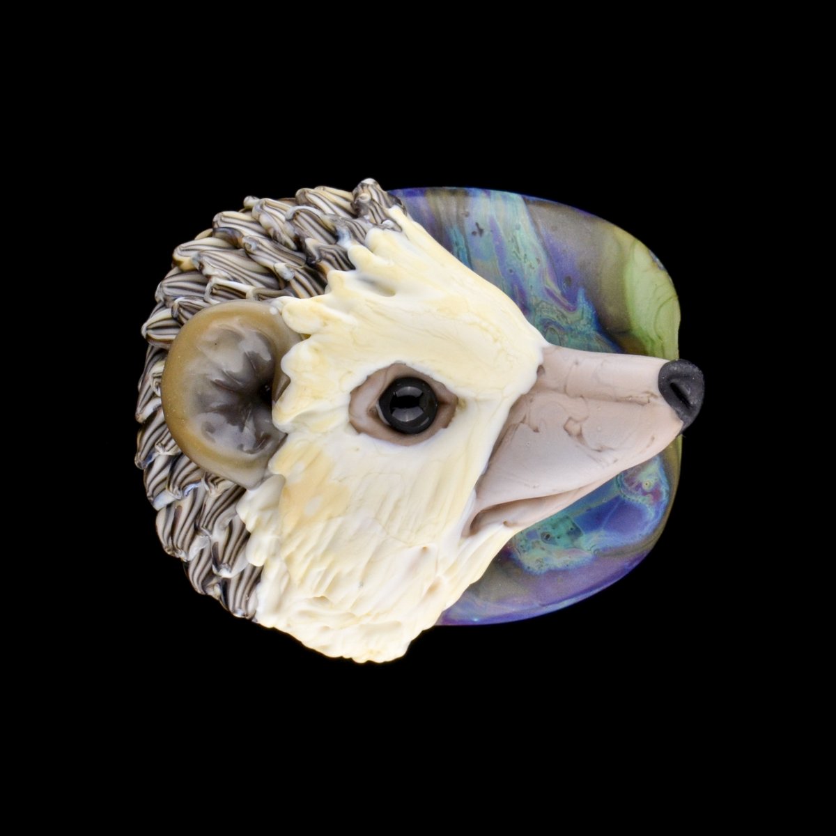 Image of XL. Curious Hedgehog - Flamework Glass Sculpture Bead