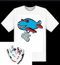 fly kid signature logo red white & sky blue plane 