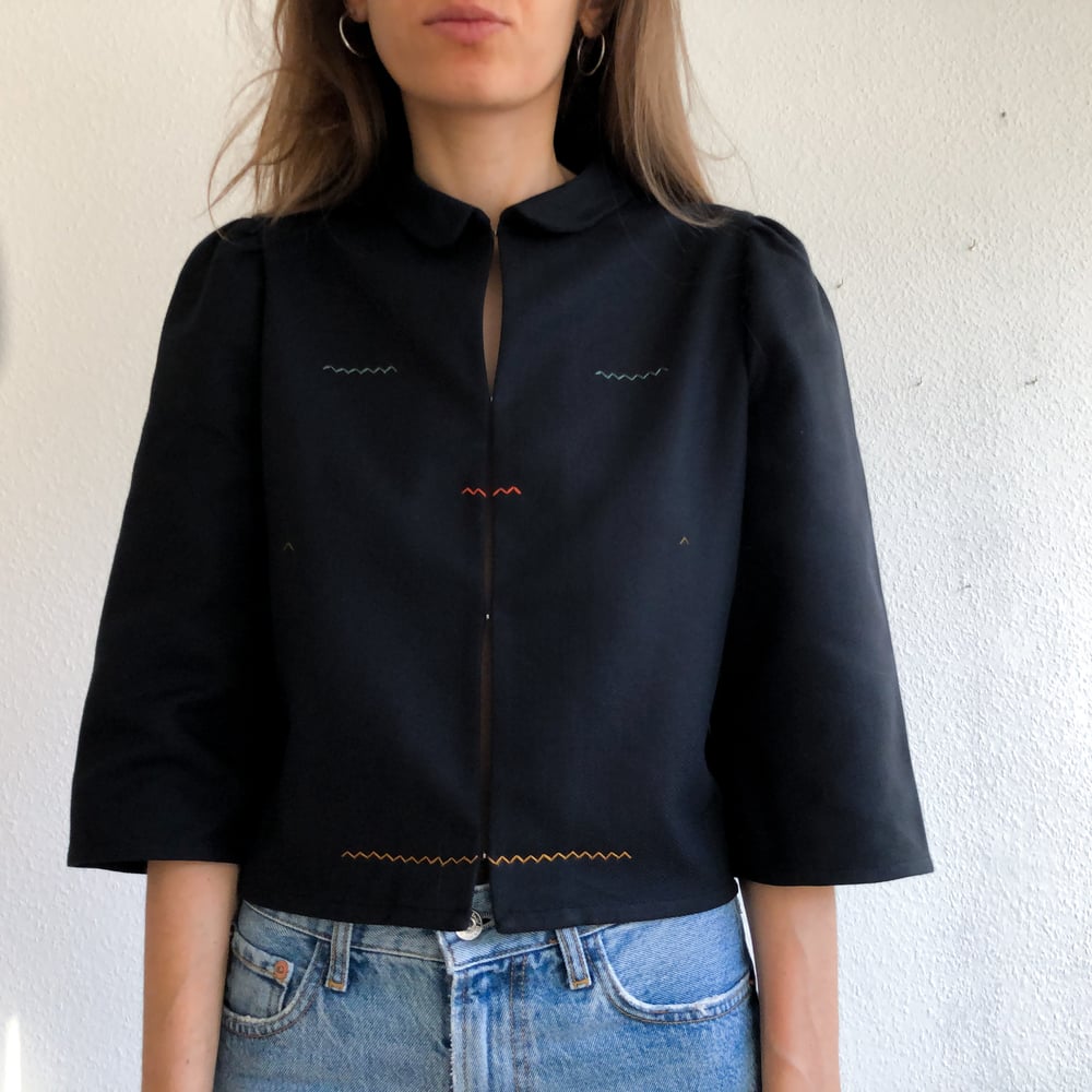 Image of Sample SALE: Arinna shirt in organic black wave twill - 100%organic cotton, handmade in Berlin