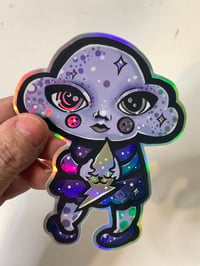 Image 2 of Clara Cloud and Bolty Cat Holographic Sticker