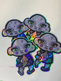 Clara Cloud and Bolty Cat Holographic Sticker