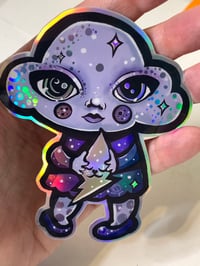 Image 4 of Clara Cloud and Bolty Cat Holographic Sticker