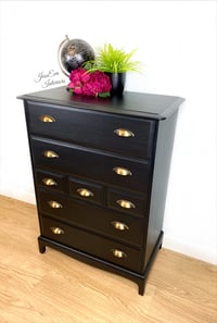 Image 2 of Vintage Stag Minstrel CHEST OF DRAWERS / TALLBOY painted in Black