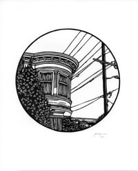 San Francisco Victorian House Linocut
