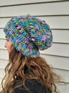 Crochet Acrylic yarn Slouch Hat Bright Colors