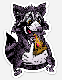Raccoon Eating a Pizza Sticker