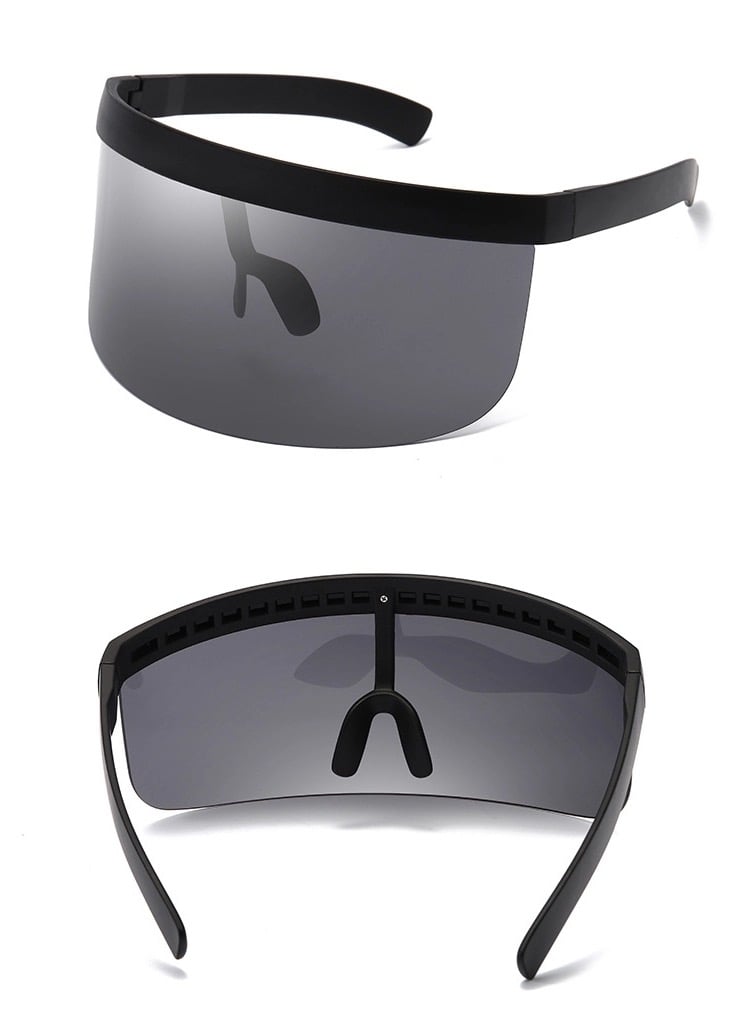 Futuristic Oversized XXL Shield Visor Sunglasses Flat Top Mirrored Mono  Lens 172 | eBay