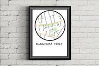 Custom drawn map, perfect for gifts and advertising  (custom Text)